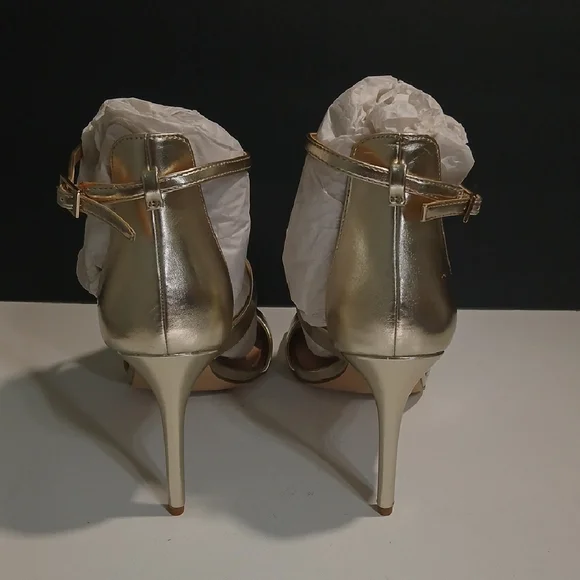 Jewel Badgley Mischka Mica Gold Jeweled Heels Size 10 NEW & Box - Picture 6 of 11